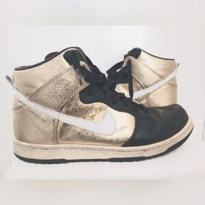 GOLD NIKE SHOES-DUNK HIGH PREMIUM-GOLD/WHITE/BLACK